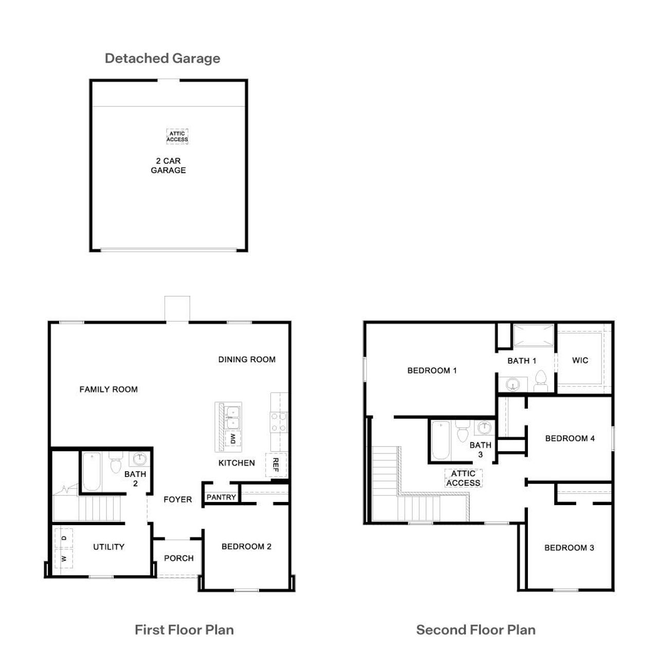 2D floor plan layout of this home in Prairie Lakes, Buda, TX (Image 2).