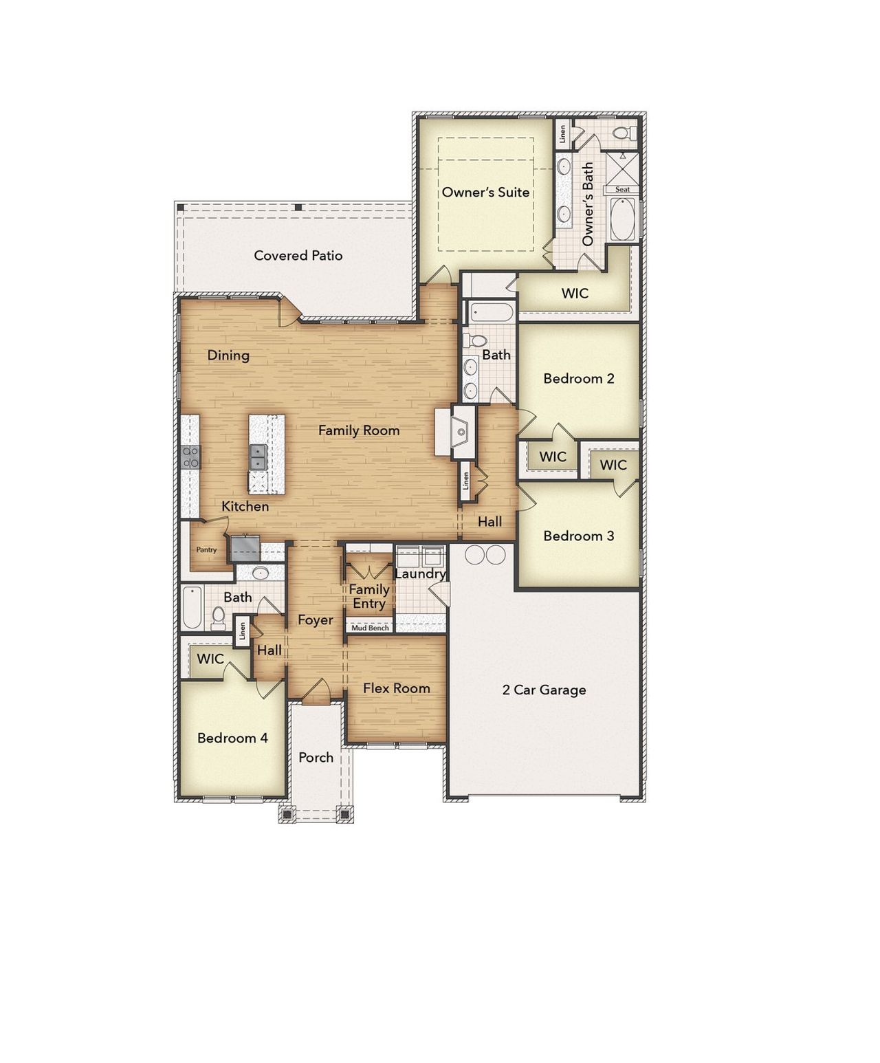 2D floor plan layout of this home in Cedar Ridge Estates, Anna, TX (Image 2).