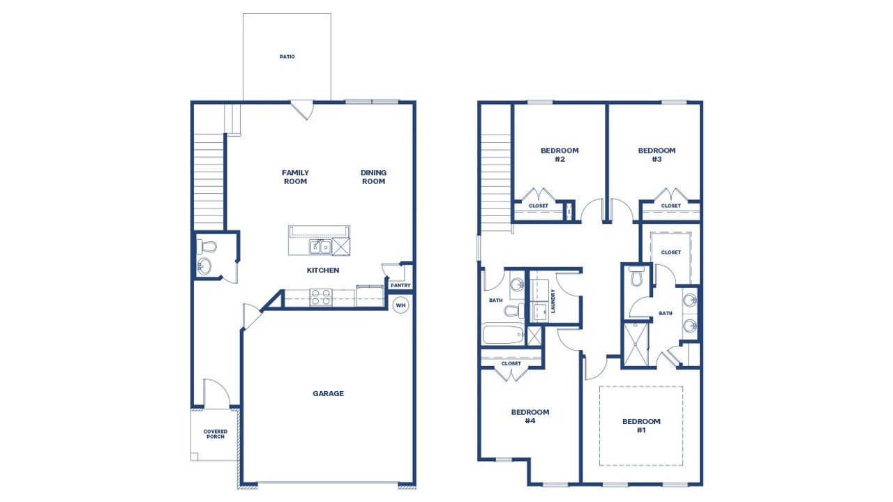 2D floor plan layout for the Brentwood by D.R. Horton in Brookland Commons, Monroe, GA (Image 2).