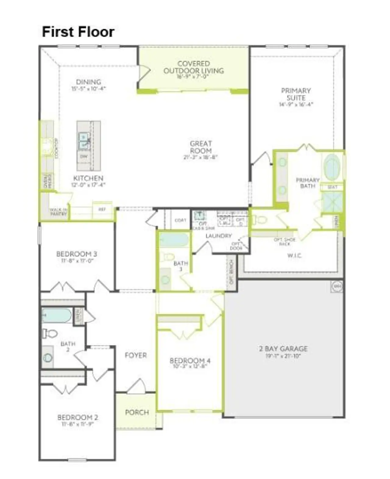2D floor plan layout of this home in Inspiration Collection at Bridgewater, Midlothian, TX (Image 2).