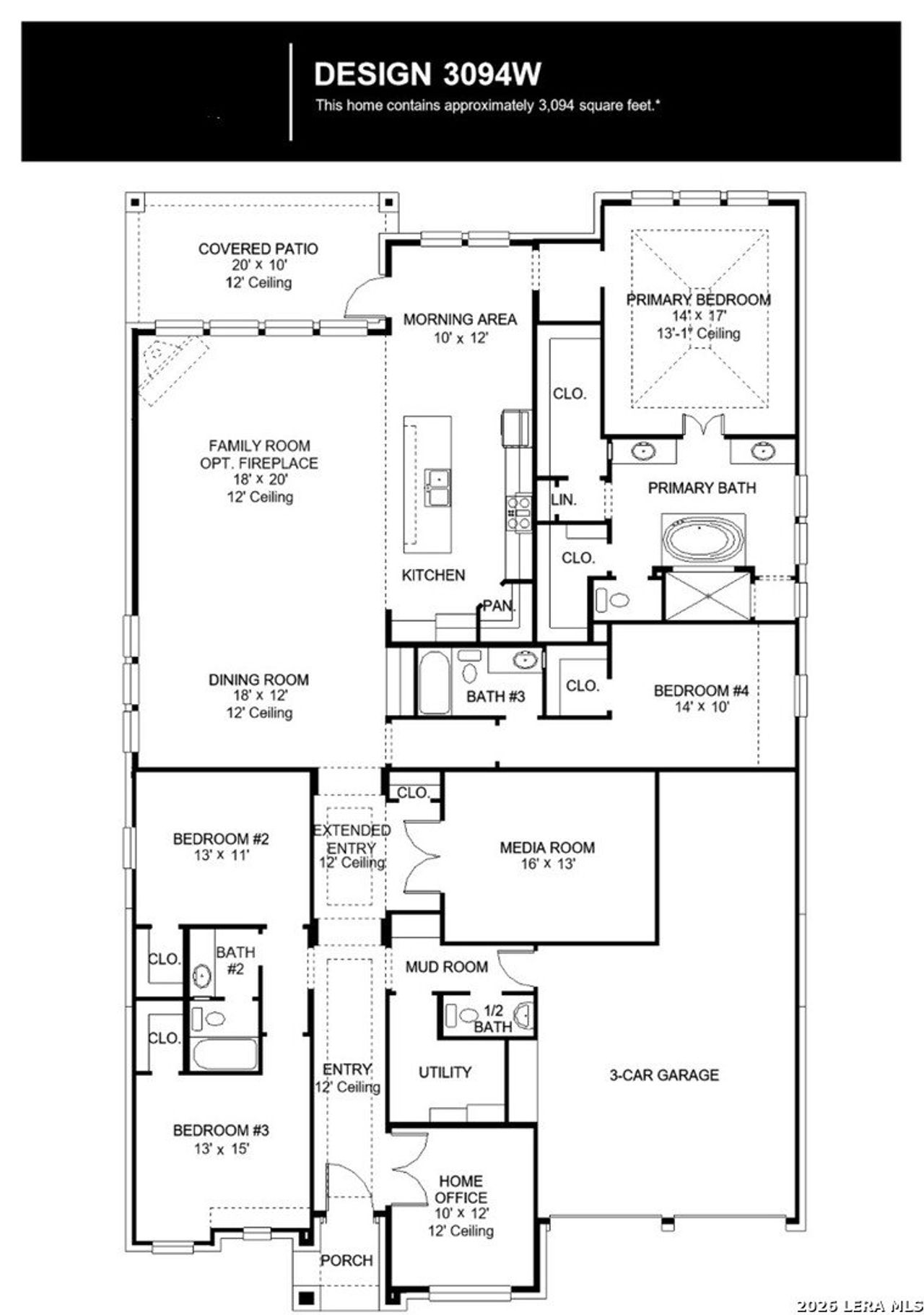 2D floor plan layout of this home in Ladera, San Antonio, TX (Image 2).