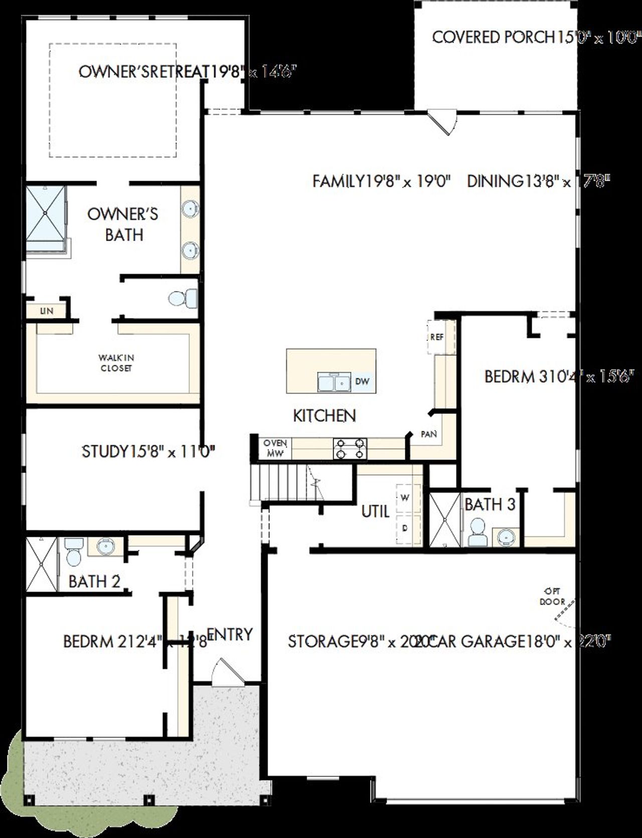 2D floor plan layout of this home in Encore at Harmony, Harrisburg, NC (Image 2).