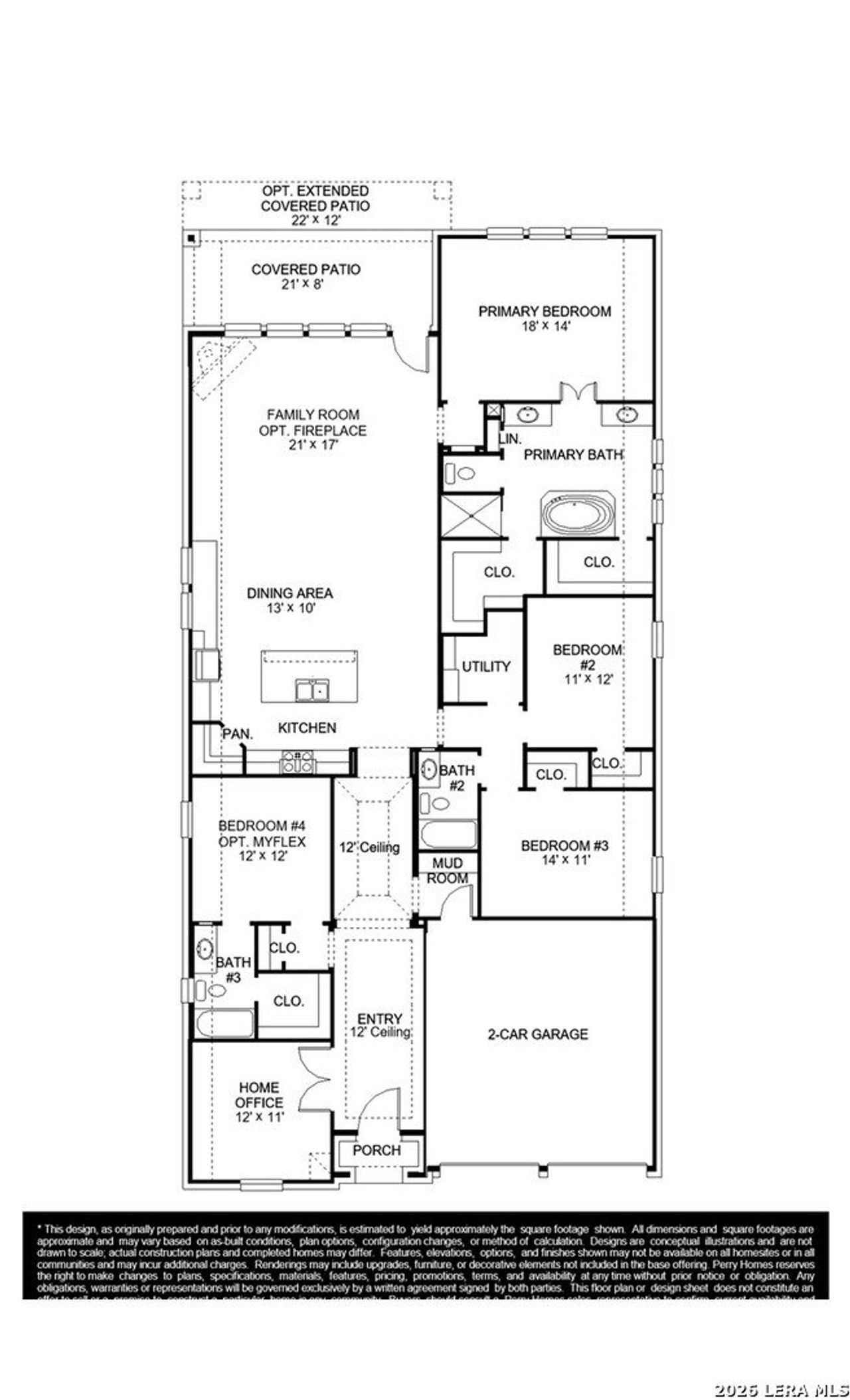 2D floor plan layout of this home in Meadows of Mill Creek, Seguin, TX (Image 2).
