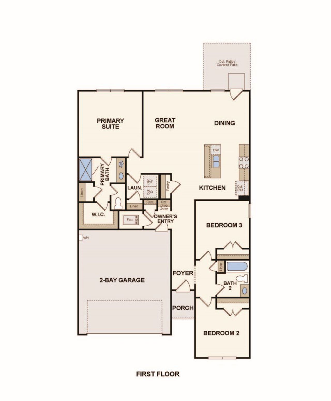 2D floor plan layout of this home in The Villages at Westpointe, Dayton, TX (Image 2).