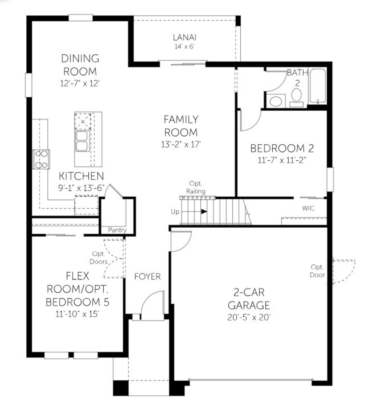 2D floor plan layout of this home in Brystol North at Wylder, Port St. Lucie, FL (Image 2).
