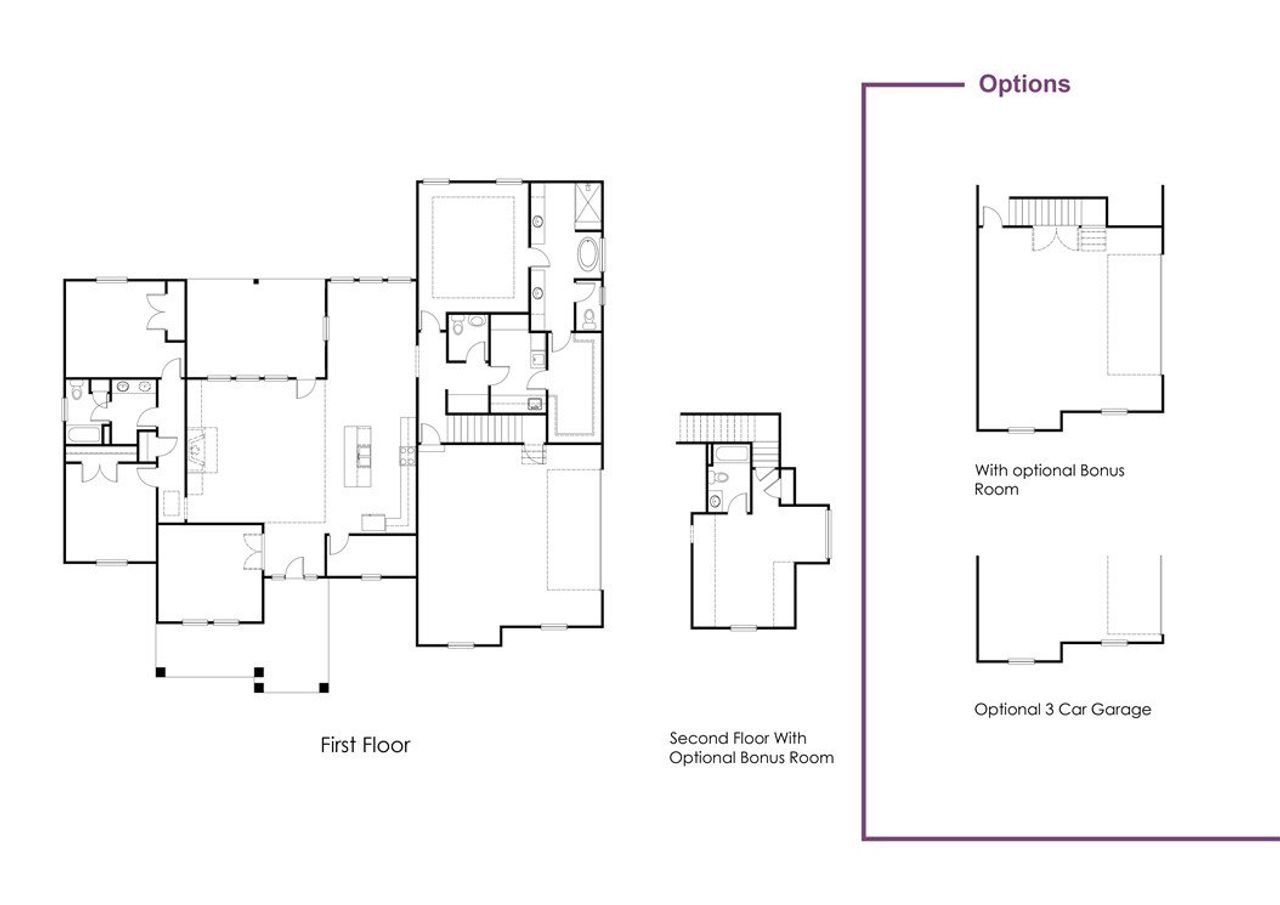 2D floor plan layout of this home in Walker's Pointe, Anderson, SC (Image 2).