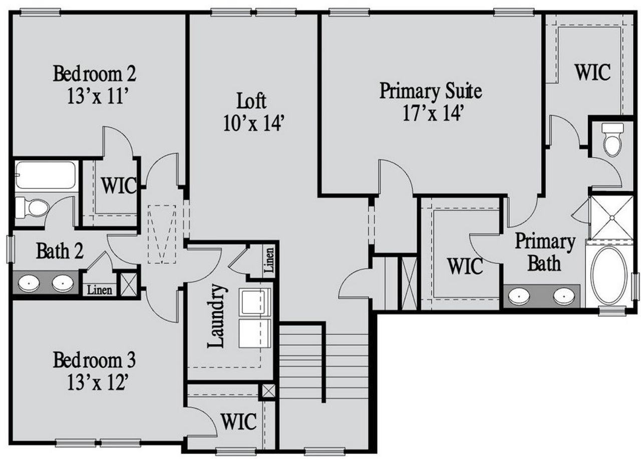 2D floor plan layout for the Charlton by UnionMain Homes in Maddox Landing, Hoschton, GA (Image 2).