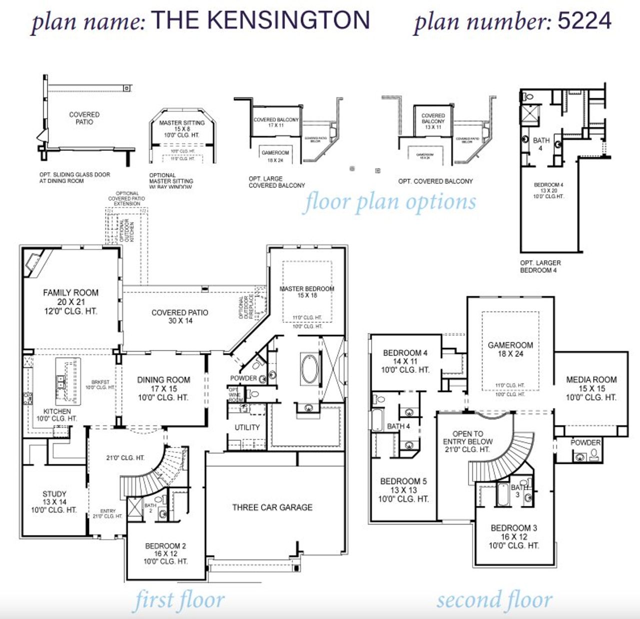 2D floor plan layout for the Kensington 5224 by J. Patrick Homes in Sienna 90' Lots, Missouri City, TX (Image 2). 2D floor plan layout for the Kensington 5224 by J. Patrick Homes in Sienna 90' Lots, Missouri City, TX (Image 2).