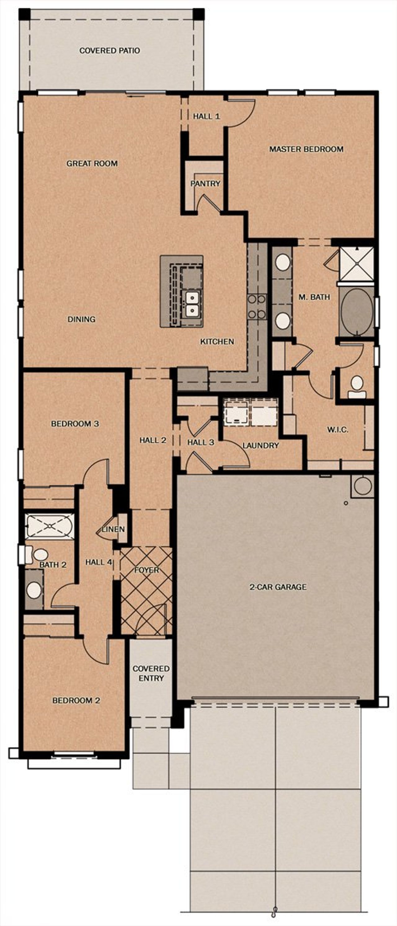 2D floor plan layout of this home in Calistoga at Promenade, San Tan Valley, AZ (Image 2).