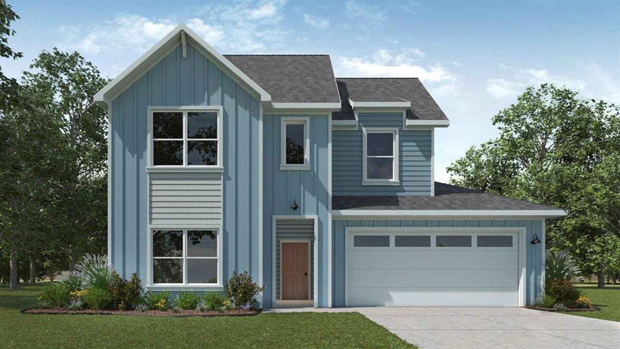 Front exterior of a new home in Creeks at Burnett Trail, Canton, TX, highlighting curb appeal (Image 2). Front exterior of a new home in Creeks at Burnett Trail, Canton, TX, highlighting curb appeal (Image 2).