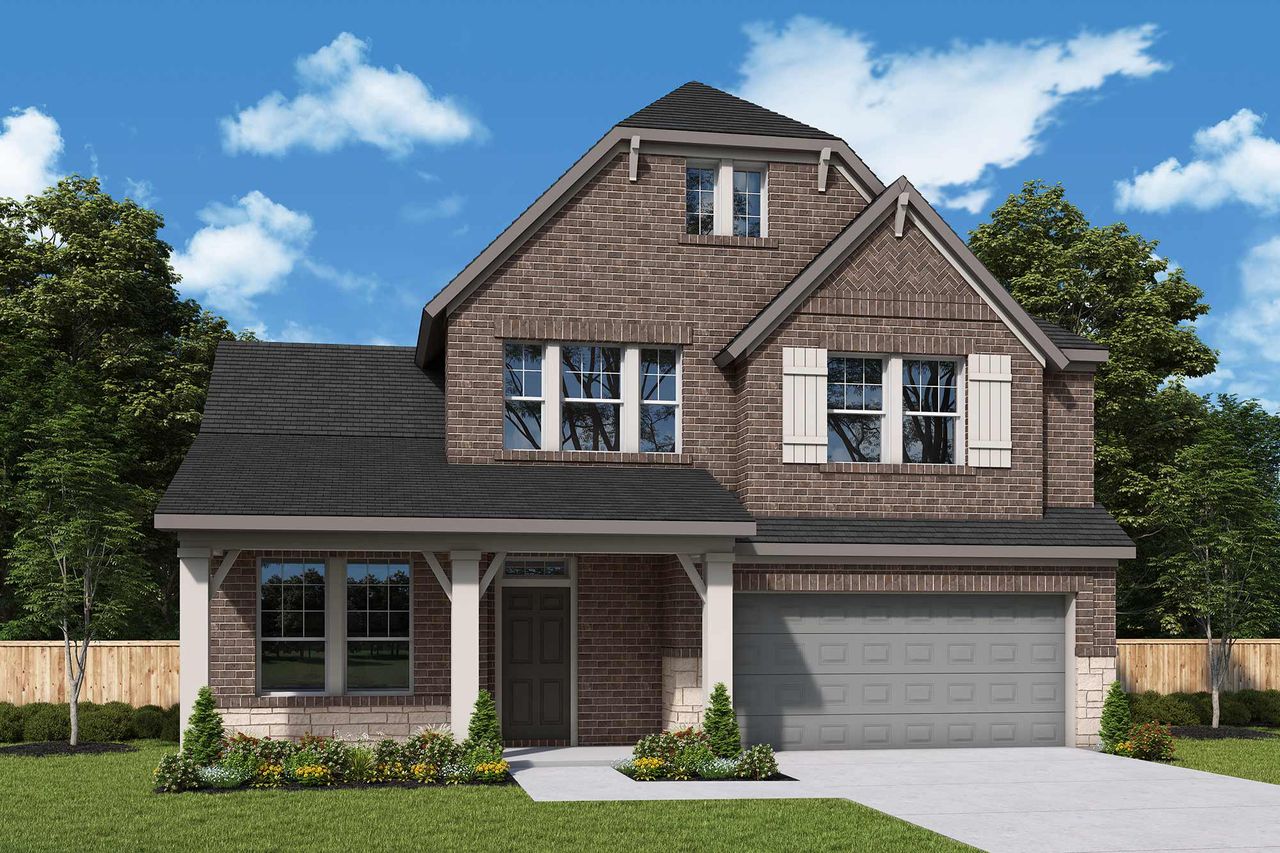 Representative exterior photo of a completed home built from the The Clairmont by David Weekley Homes in Mantua Point Classics, Van Alstyne, TX (Image 2).