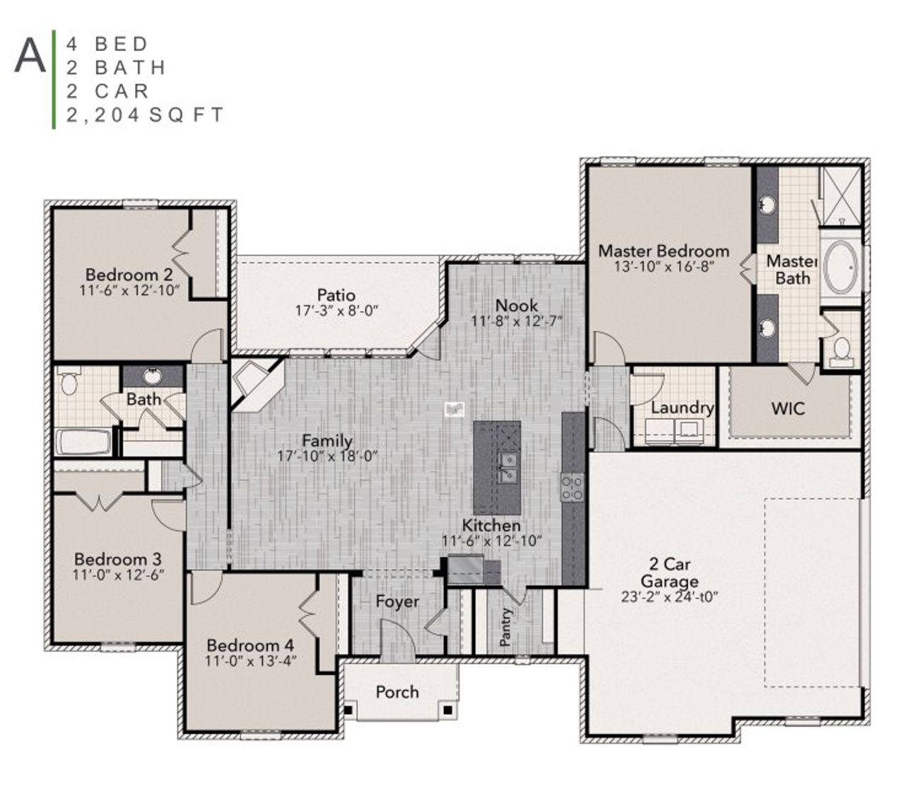 2D floor plan layout for the The Macy by Elmwood Custom Homes in Jordan Run, Midlothian, TX (Image 2).