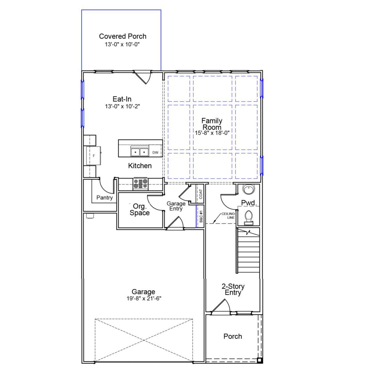 2D floor plan layout of this home in Renaissance at White Oak, Garner, NC (Image 2).