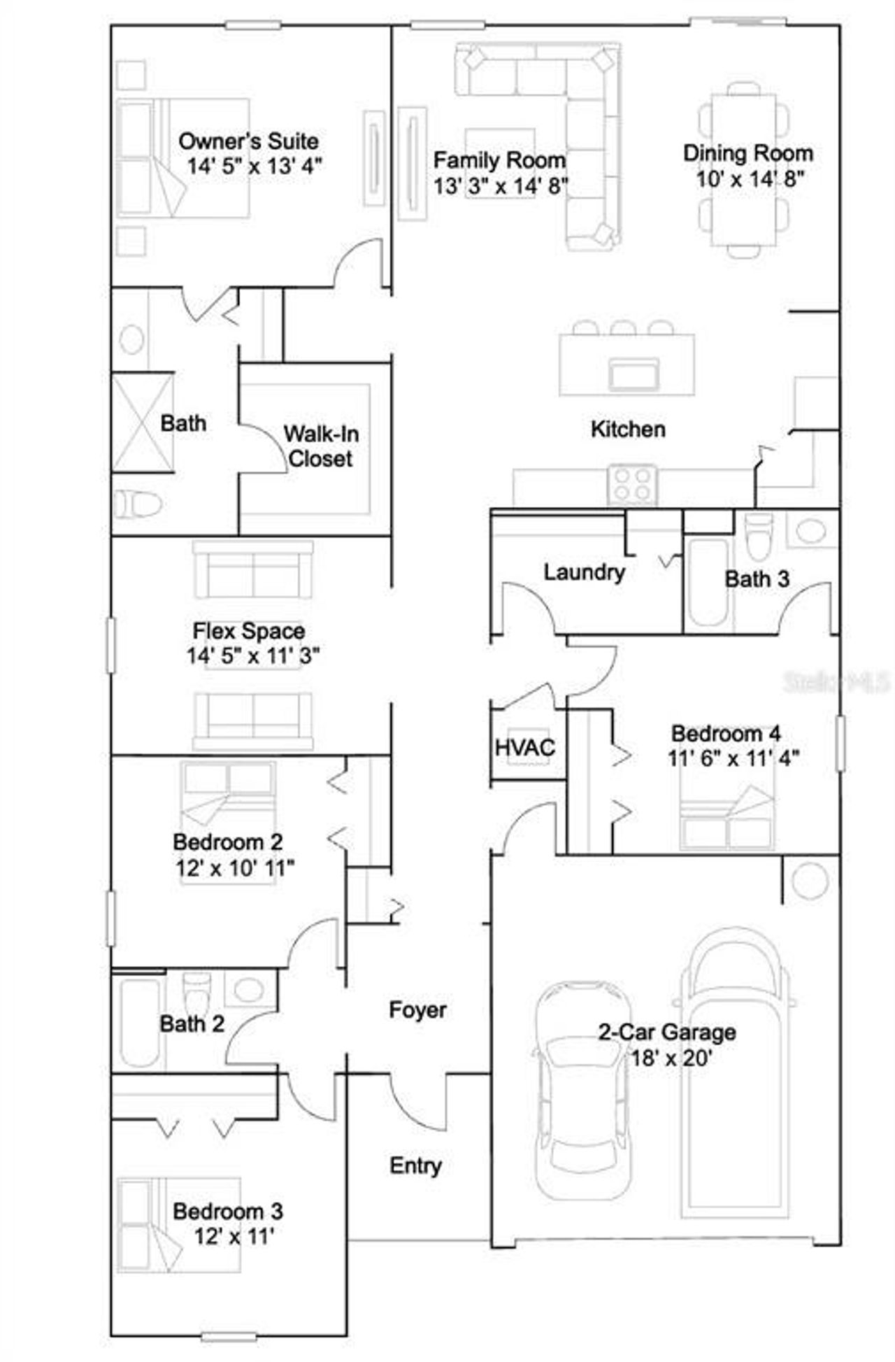 2D floor plan layout of this home in Heath Preserve, Ocala, FL (Image 2).