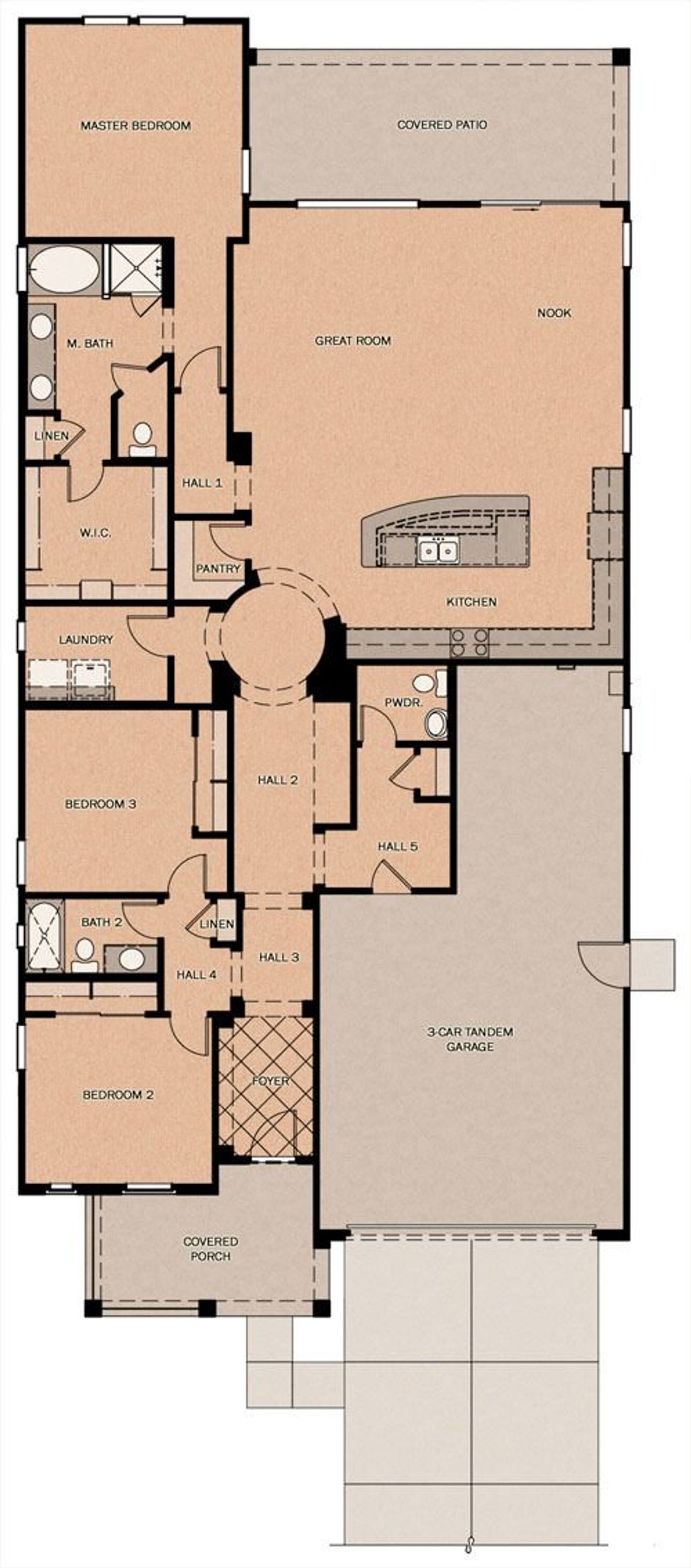 2D floor plan layout of this home in Orchard at Barney Farms, Queen Creek, AZ (Image 2).