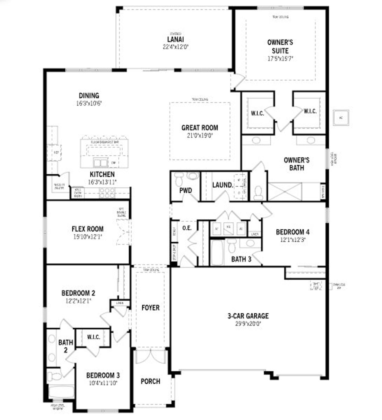 2D floor plan layout of this home in Tradition - Seville, Port St. Lucie, FL (Image 2).