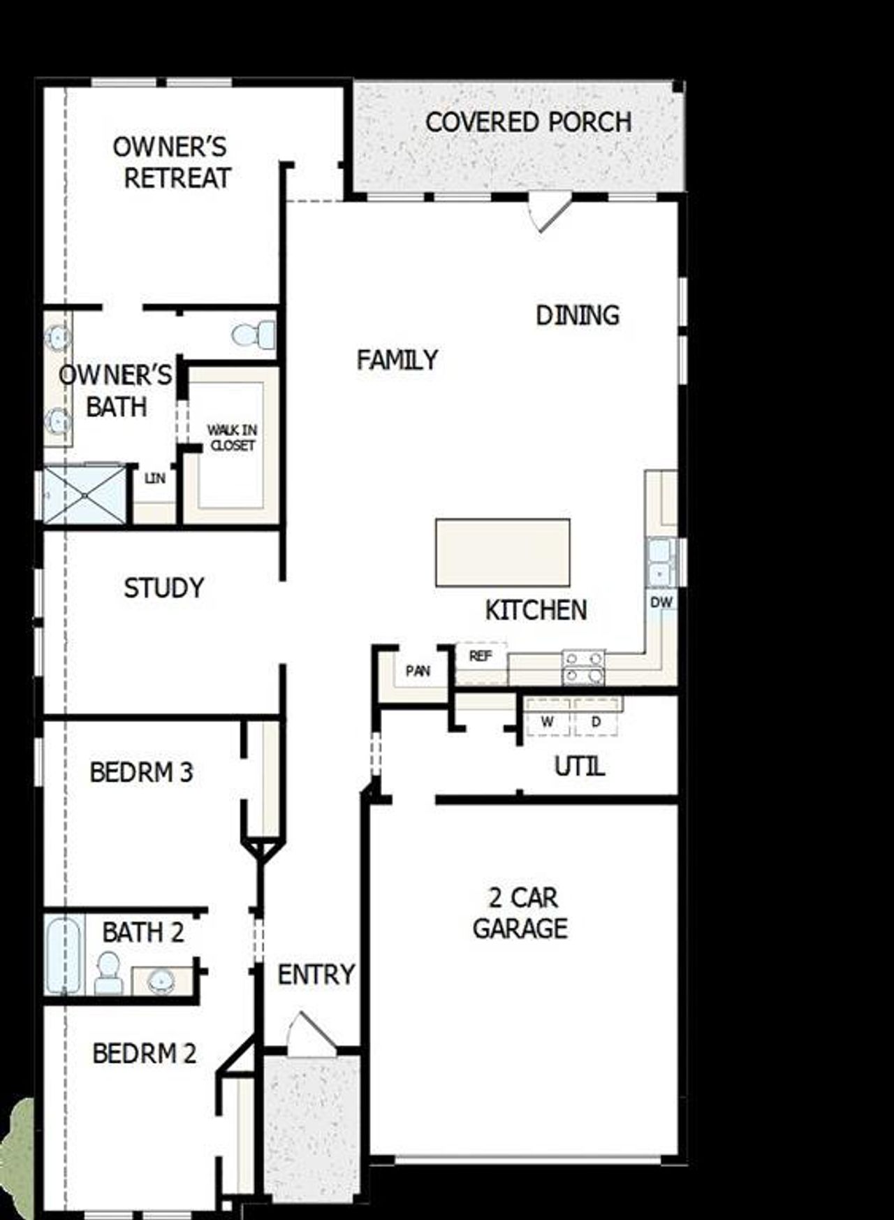 2D floor plan layout of this home in Creekshaw – Classic, Royse City, TX (Image 2).