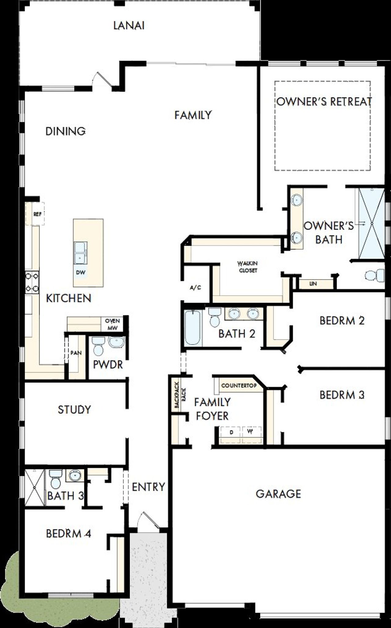 2D floor plan layout of this home in Lakeview Crossing – Classic Series, Sarasota, FL (Image 2).
