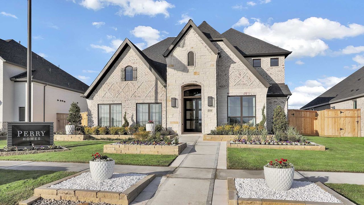 Front exterior of a new home in Midline, Houston, TX, highlighting curb appeal (Image 2).