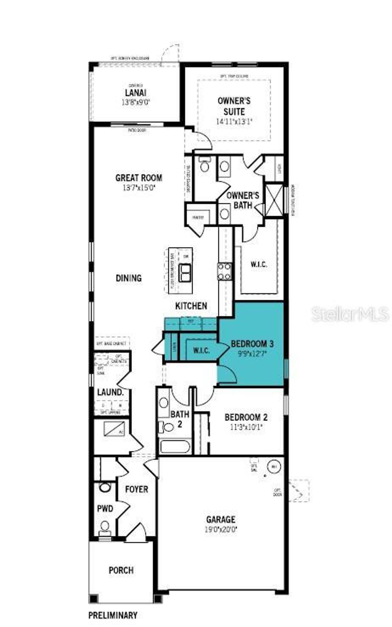 2D floor plan layout of this home in Sanderling, Palmetto, FL (Image 2).