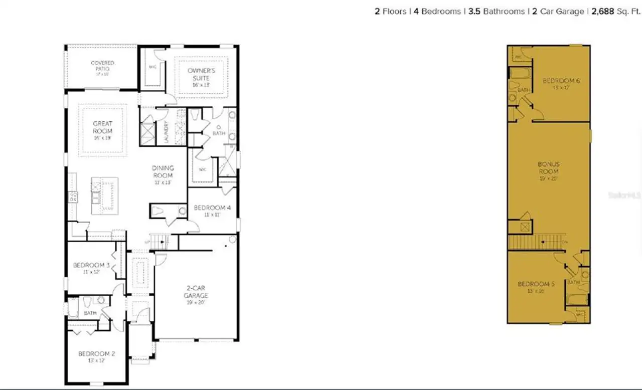 2D floor plan layout of this home in Avalon Woods, Winter Garden, FL (Image 2). 2D floor plan layout of this home in Avalon Woods, Winter Garden, FL (Image 2).
