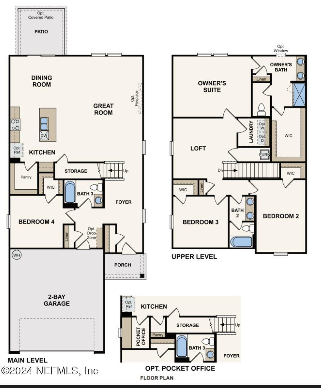 2D floor plan layout of this home in Palm Series at The Landings at Pecan Park, Jacksonville, FL (Image 2).