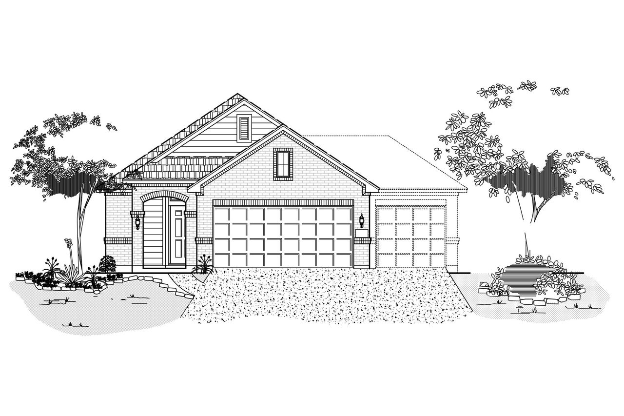 Representative exterior photo of a completed home built from the 1689 by Cyrene Homes in Cobblestone, Texas City, TX (Image 2).