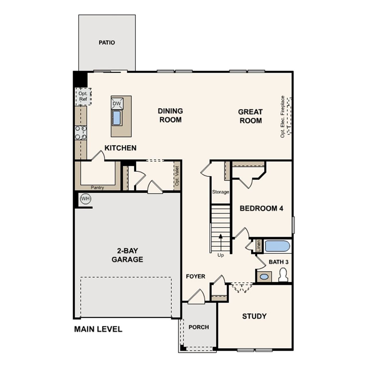 2D floor plan layout of this home in Highland Reserves, Pleasant View, TN (Image 2).