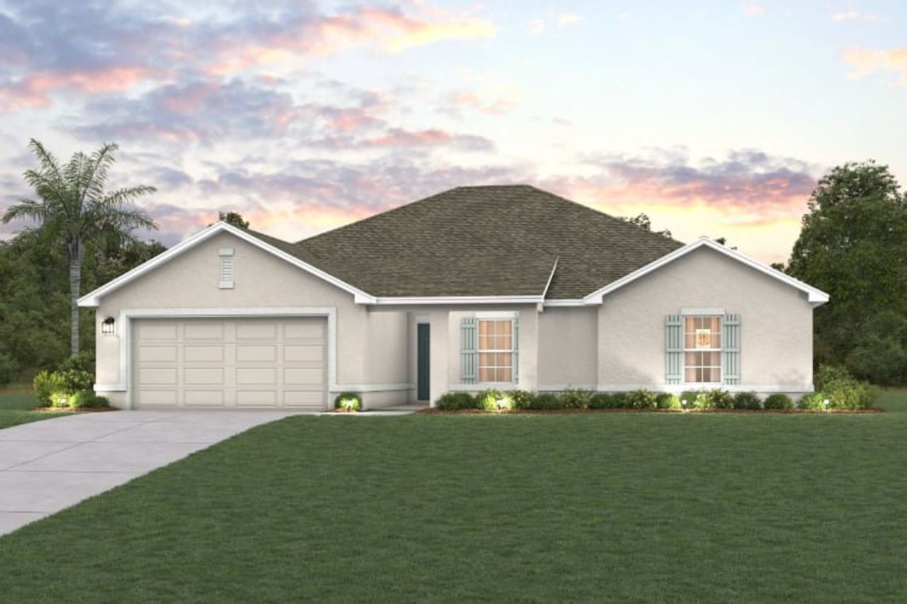A house with a lawn in front.