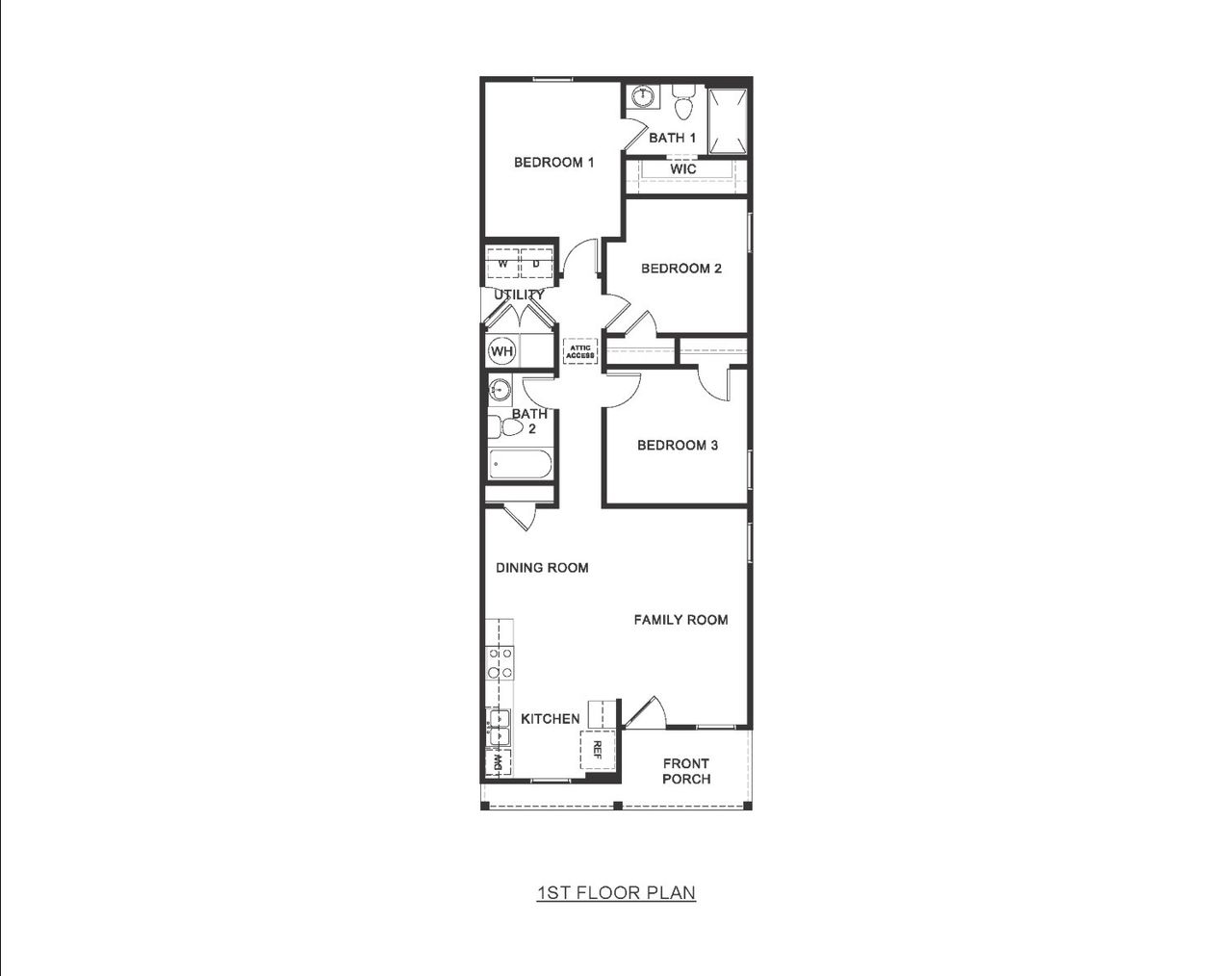 2D floor plan layout of this home in Village 3, Woodruff, SC (Image 2).