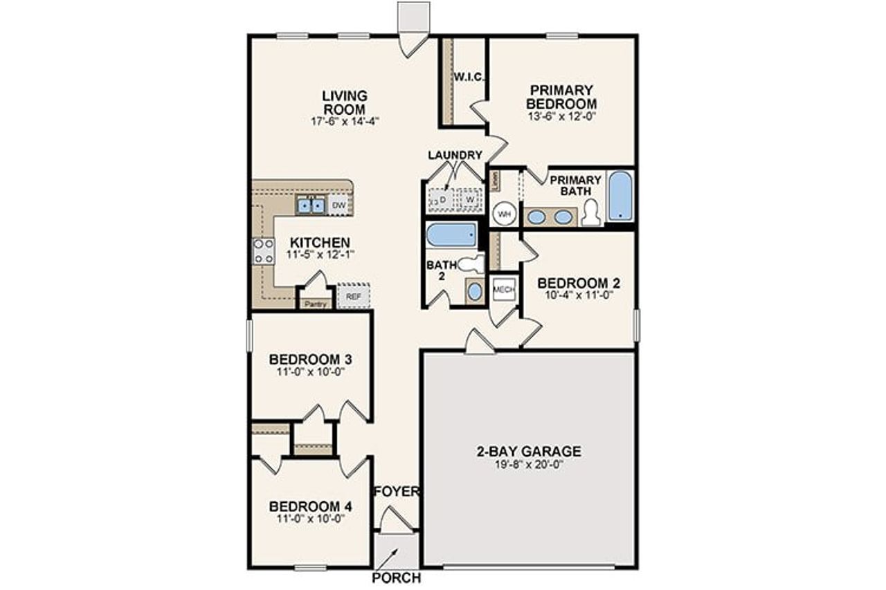 2D floor plan layout for the 1449 Block by Century Complete in LaBelle, Labelle, FL (Image 2).