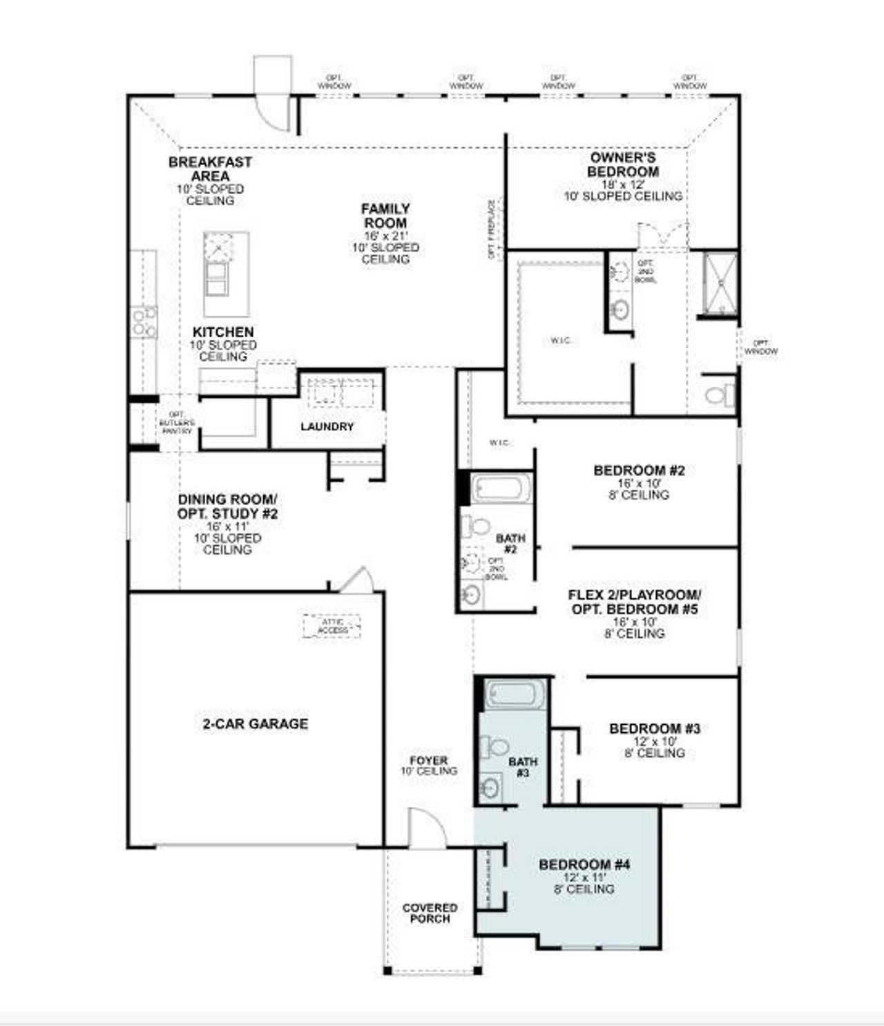 2D floor plan layout of this home in Kings Way, Denton, TX (Image 2).