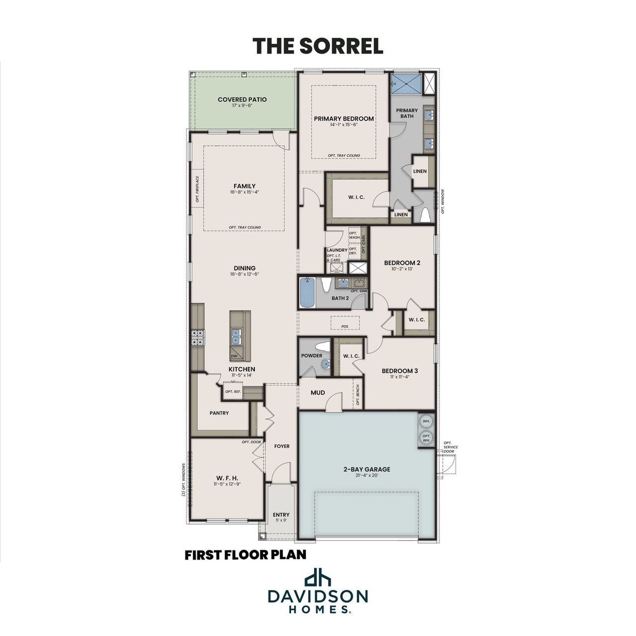 2D floor plan layout for the The Sorrel D by Davidson Homes LLC in Saddle Creek Ranch, Cibolo, TX (Image 2).
