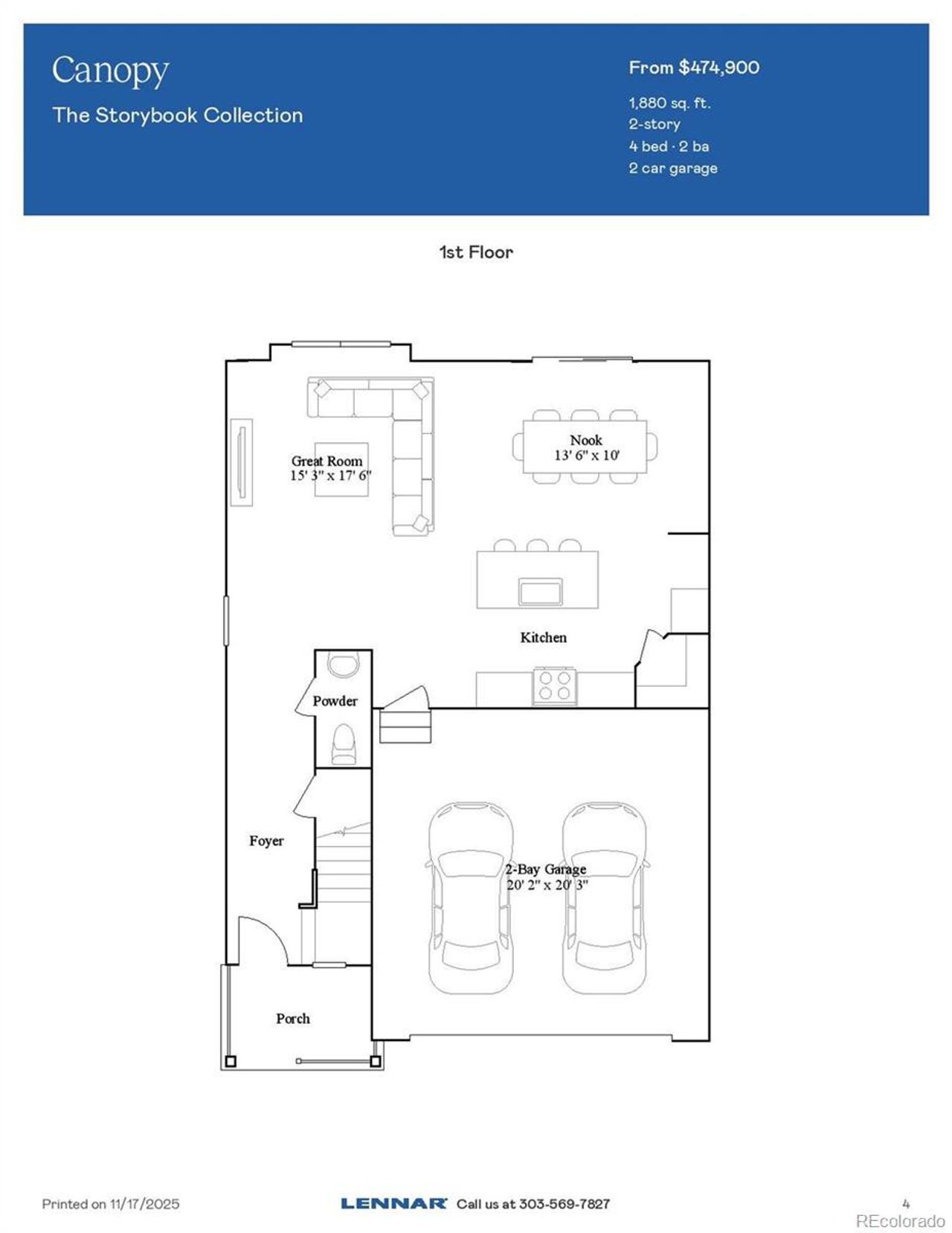 2D floor plan layout of this home in Muegge Farms, Bennett, CO (Image 2).