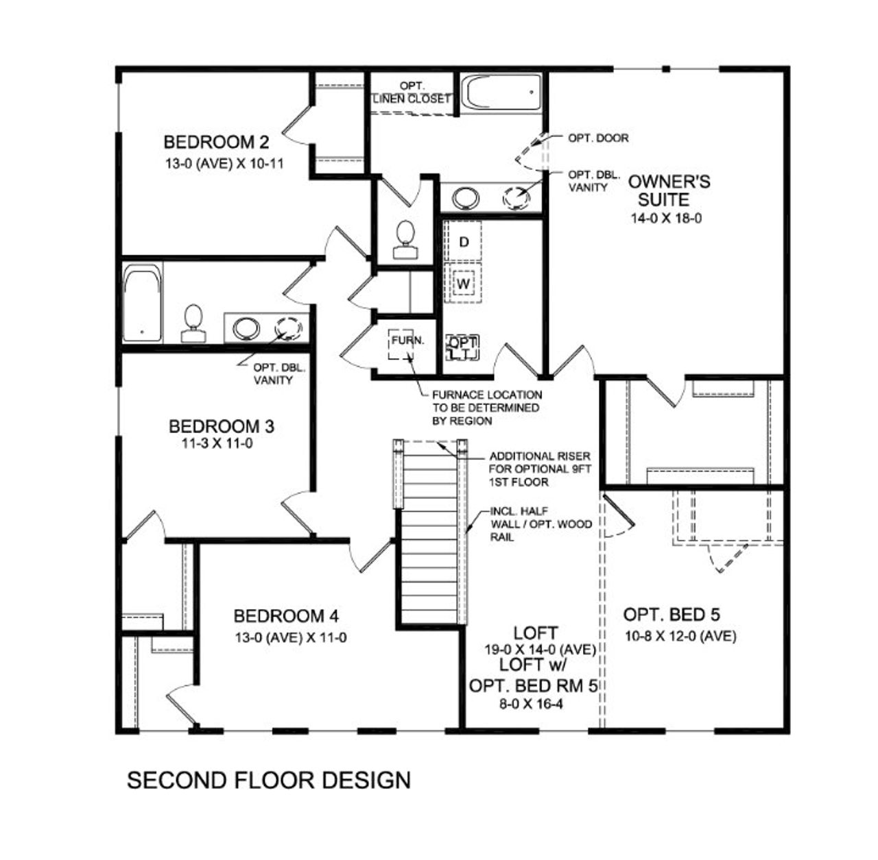 2D floor plan layout for the Jensen by Fischer Homes in Cherry Glen, Euharlee, GA (Image 2).