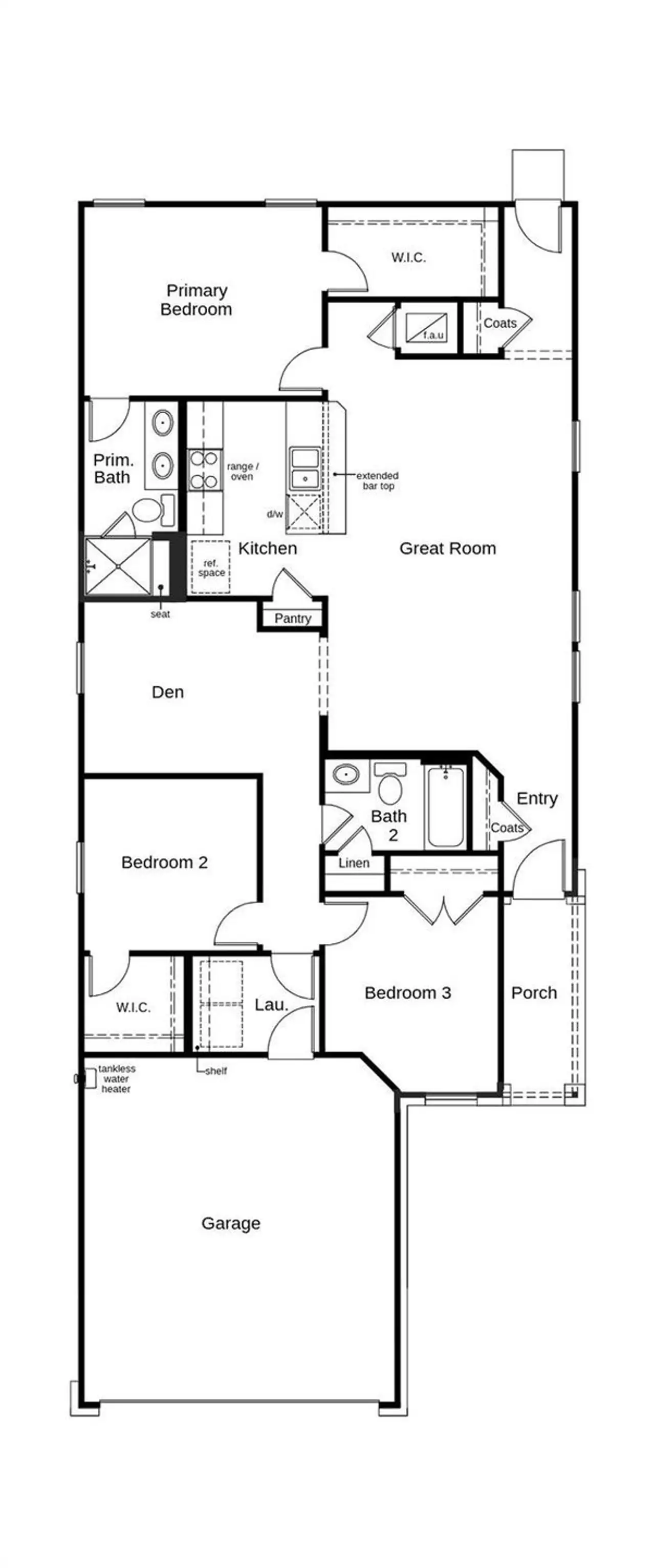 This floor plan features 3 bedrooms, 2 full baths, and over 1,400 square feet of living space.