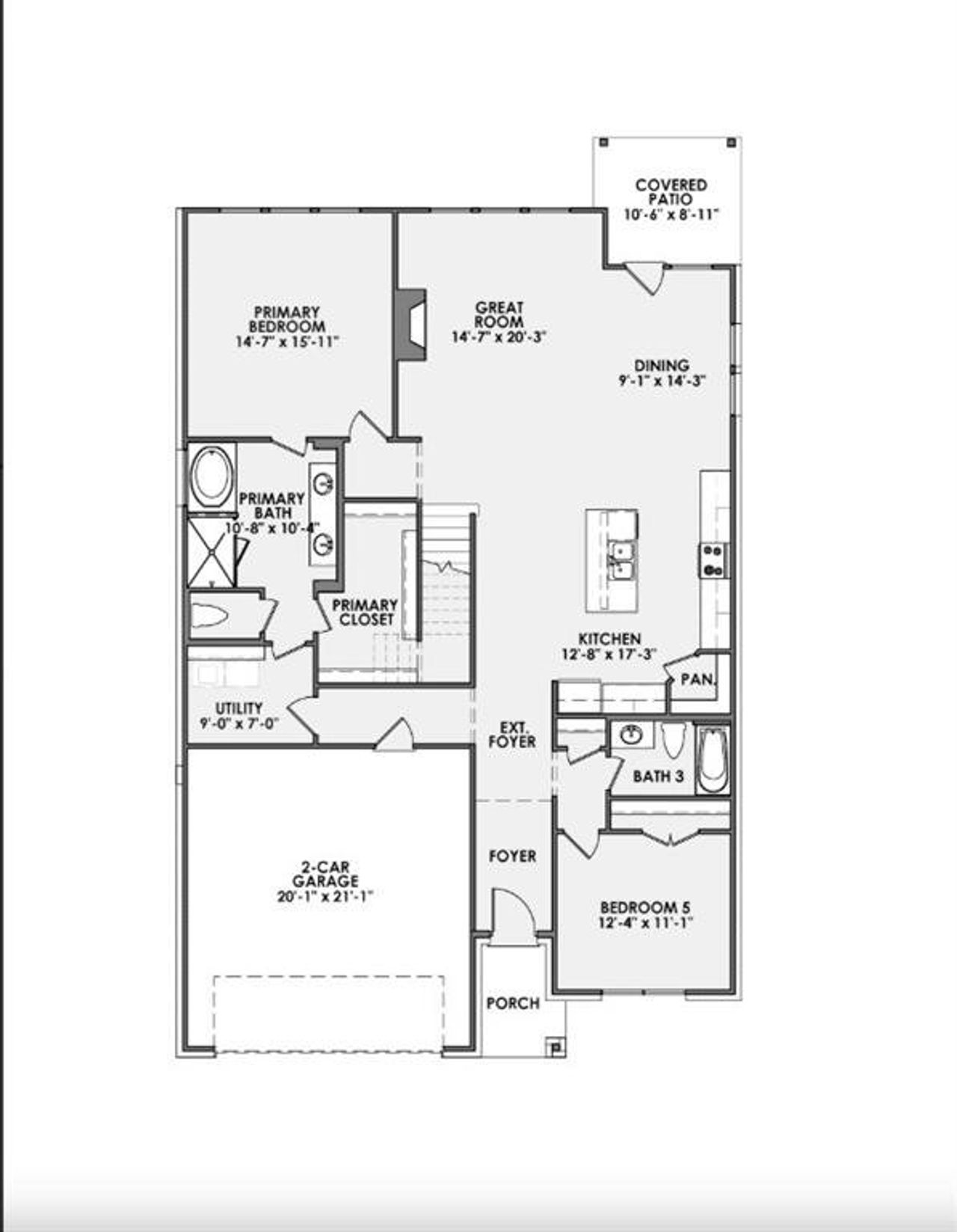 2D floor plan layout of this home in Meadow Lakes, Fort Worth, TX (Image 2).