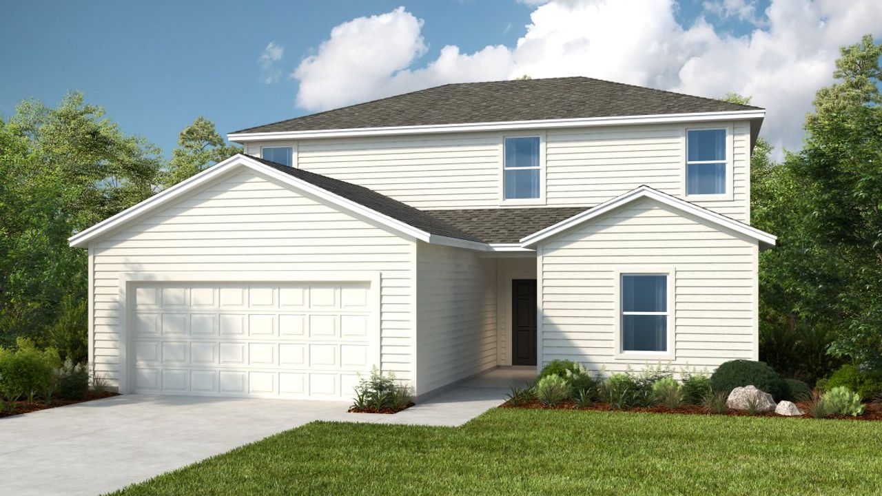 Representative exterior photo of a completed home built from the Cardinal by Taylor Morrison in Coopers Meadow, Jacksonville, FL (Image 2). Representative exterior photo of a completed home built from the Cardinal by Taylor Morrison in Coopers Meadow, Jacksonville, FL (Image 2).
