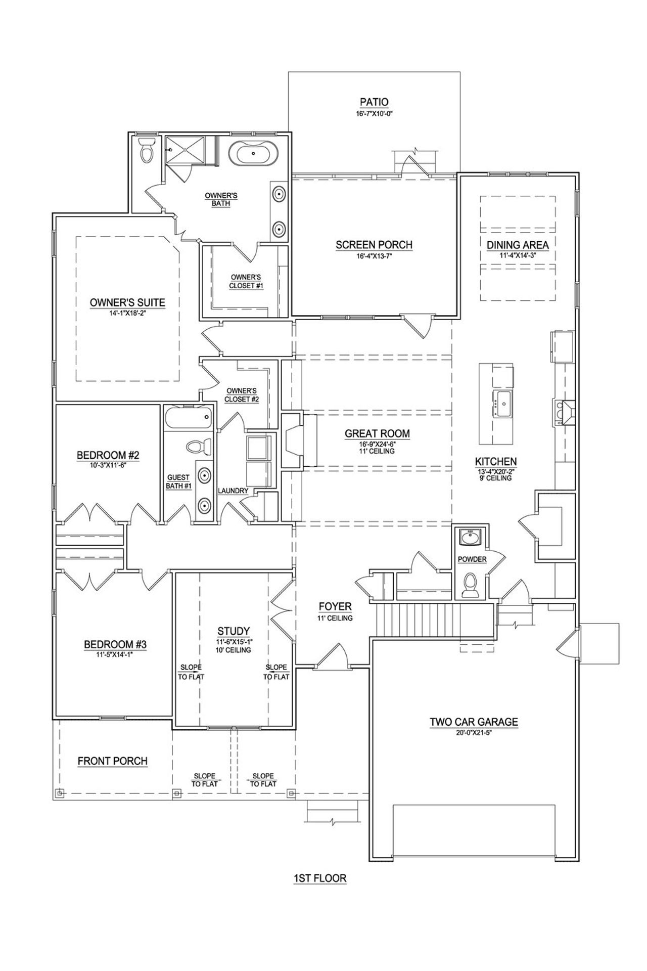 2D floor plan layout of this home in Eli's Ridge, Winterville, NC (Image 2).