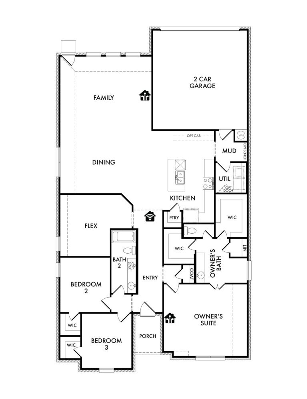 2D floor plan layout of this home in Redden Farms, Midlothian, TX (Image 2).
