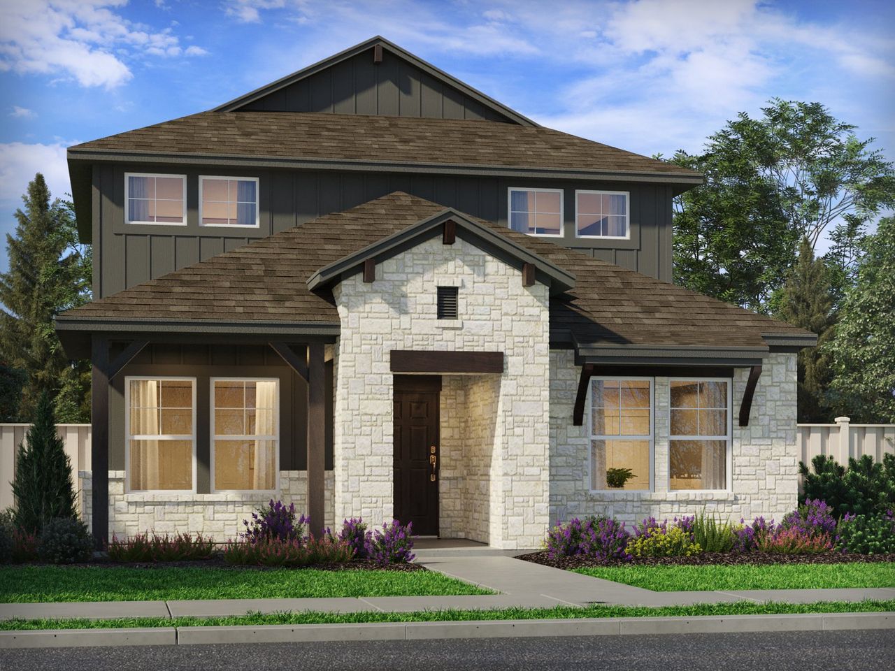 Representative exterior photo of a completed home built from the The Tahoe (780) by Meritage Homes in Colony at Cole Springs - Arbor Collection, Buda, TX (Image 2). Representative exterior photo of a completed home built from the The Tahoe (780) by Meritage Homes in Colony at Cole Springs - Arbor Collection, Buda, TX (Image 2).