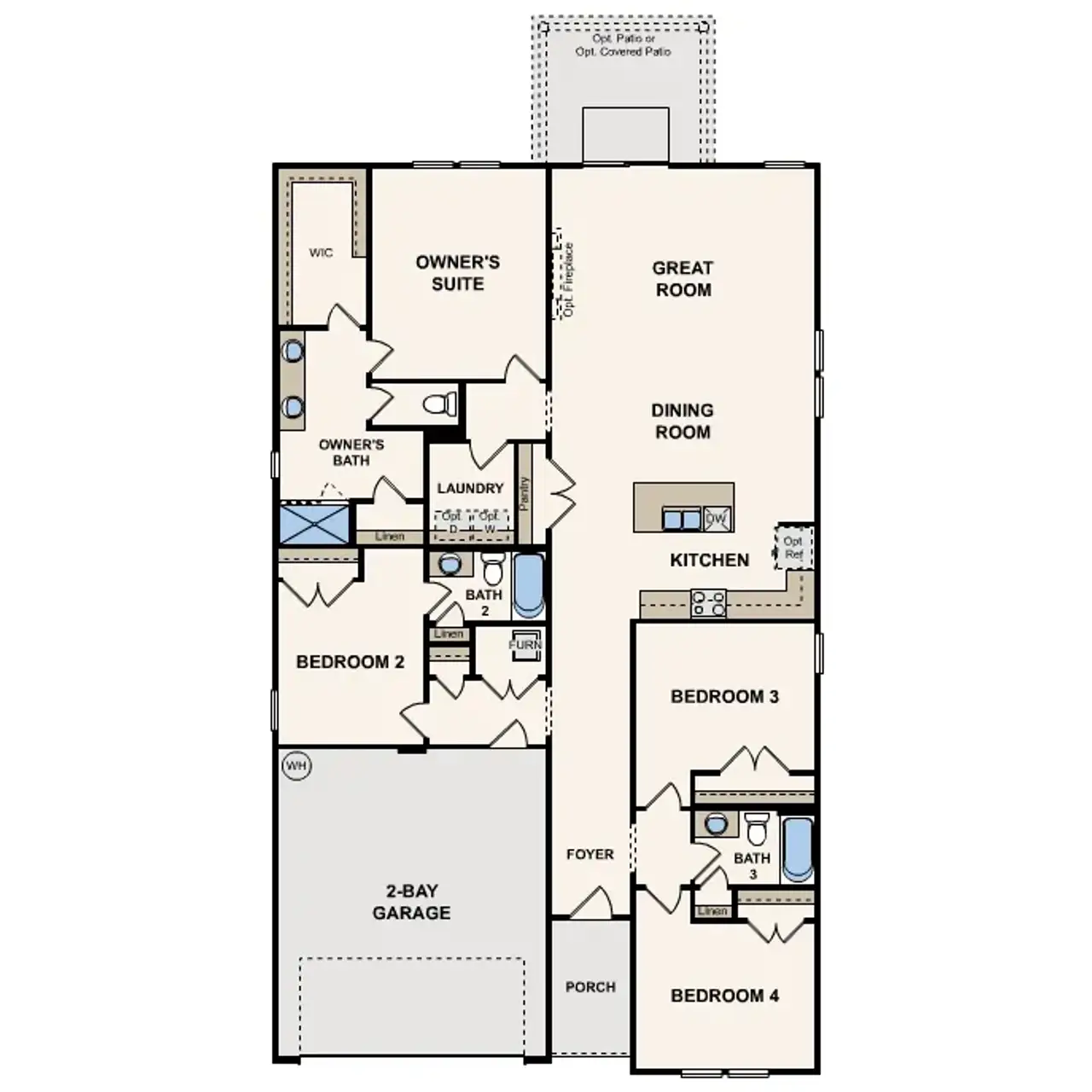 2D floor plan layout of this home in The Landings at Pecan Park, Jacksonville, FL (Image 2).