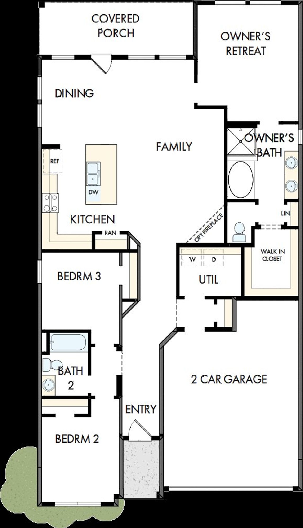 2D floor plan layout of this home in Brookewater - Terrace Collection, Rosenberg, TX (Image 2).