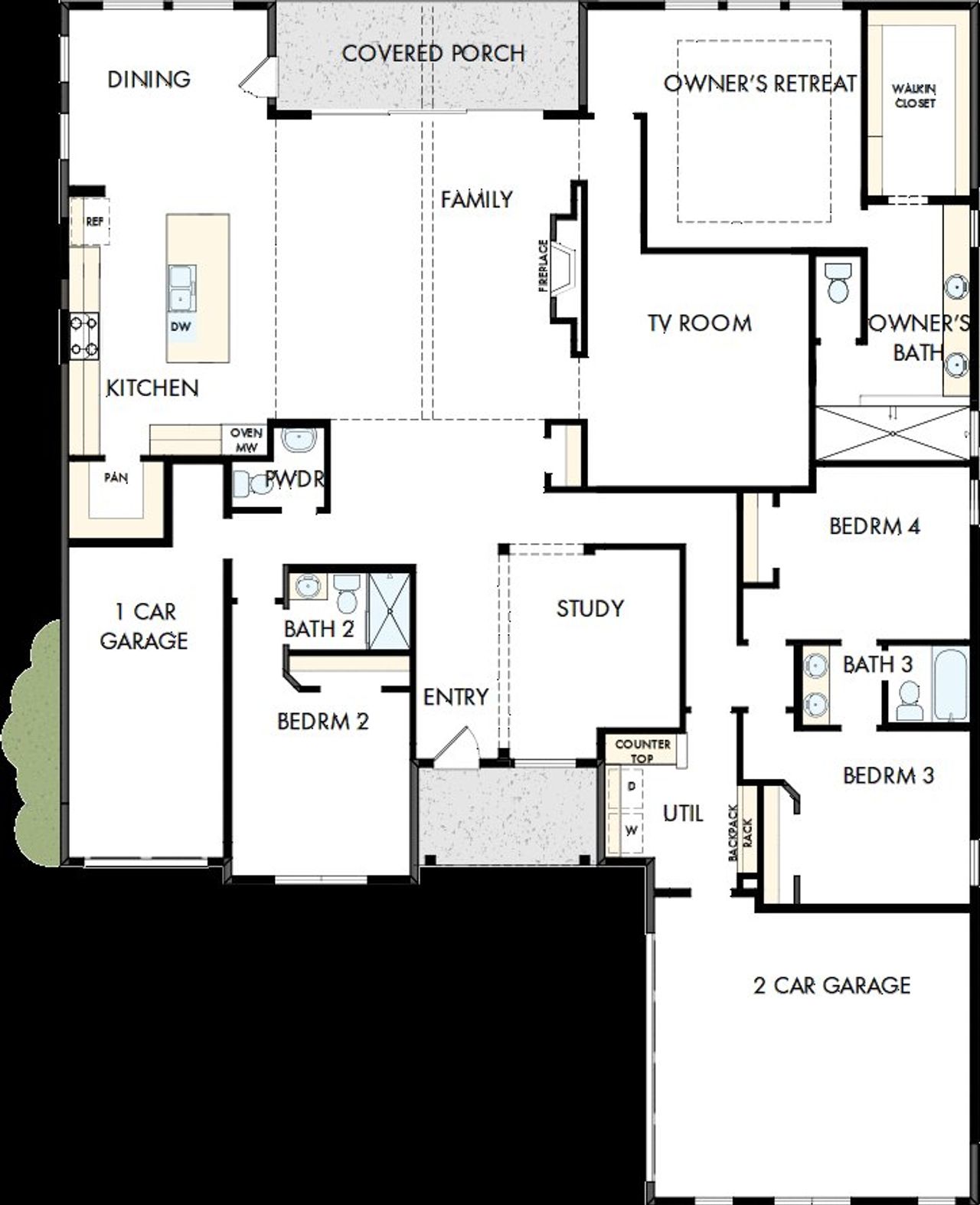 2D floor plan layout of this home in Terraces – Estates, Rockwall, TX (Image 2). 2D floor plan layout of this home in Terraces – Estates, Rockwall, TX (Image 2).
