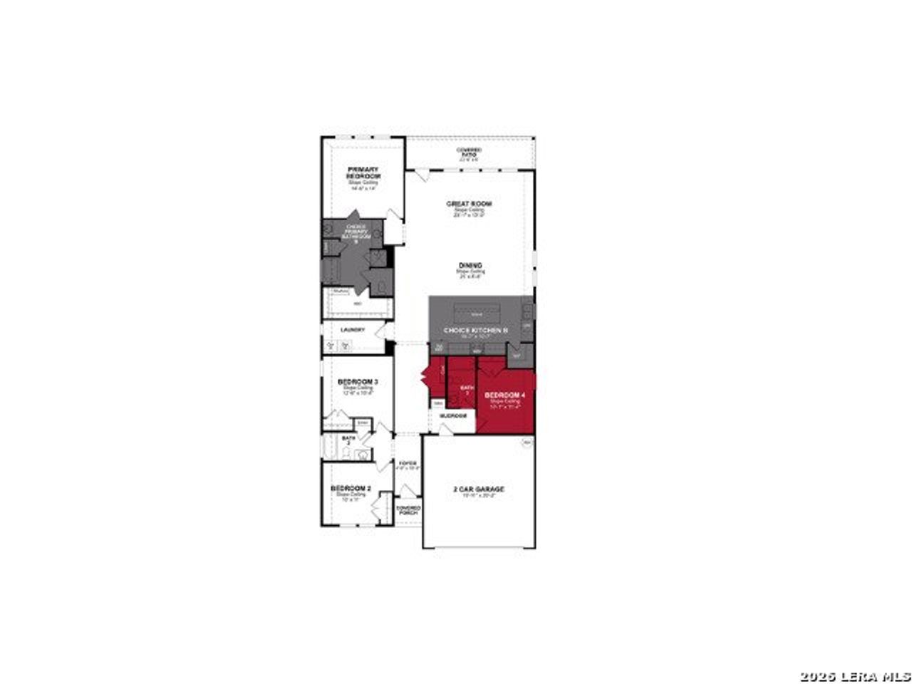 2D floor plan layout of this home in Morgan Meadows, San Antonio, TX (Image 2).
