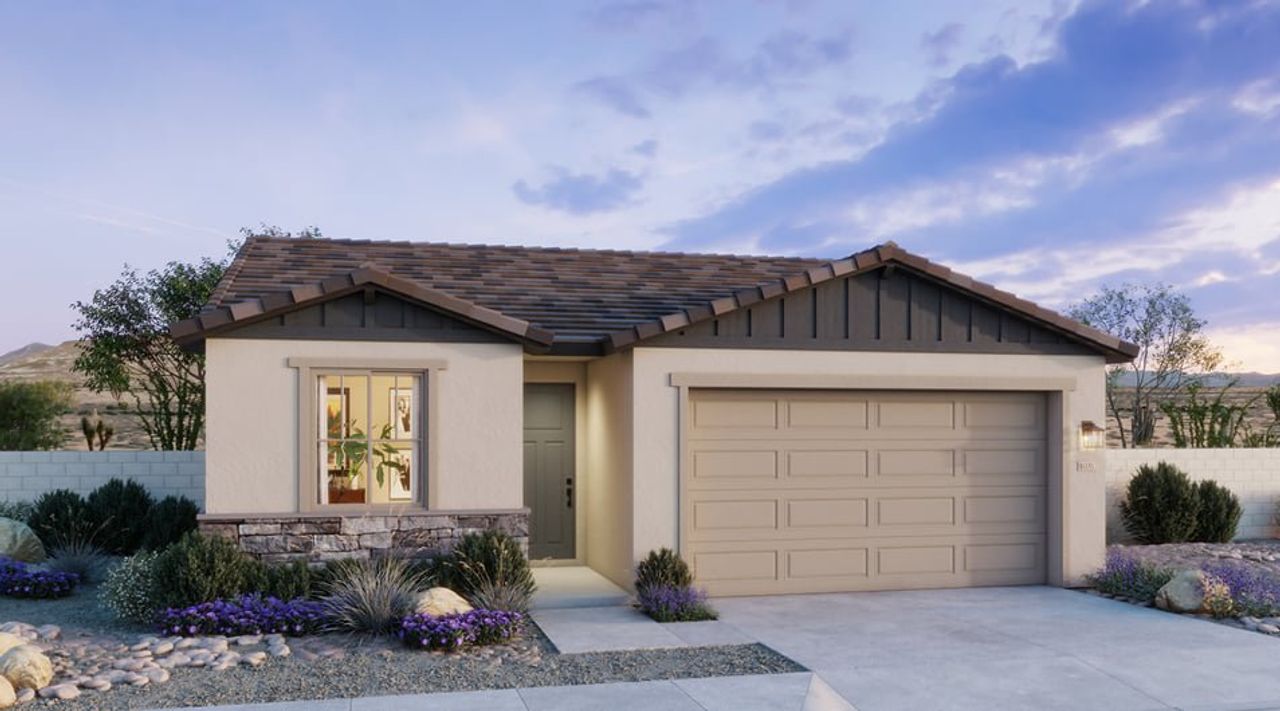 Representative exterior photo of a completed home built from the 3503 by Risewell Homes in Skyline Village, San Tan Valley, AZ (Image 2).