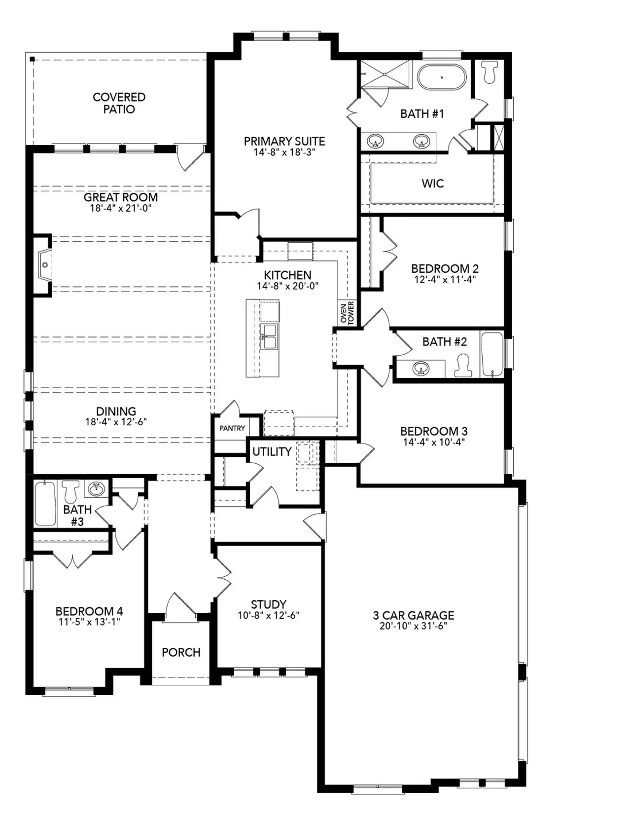 2D floor plan layout of this home in Joshua Meadows, Joshua, TX (Image 2).
