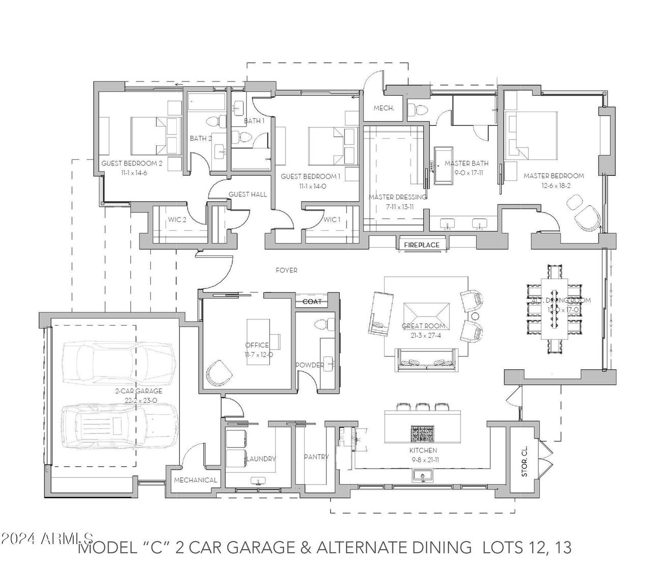 MODEL C 2 CAR + ALTERNATE DINING FLOOR P