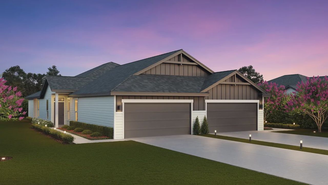 Representative exterior photo of a completed home built from the Duplex 1484 by TwoTen Communities in Emma Park, Buda, TX (Image 2). Representative exterior photo of a completed home built from the Duplex 1484 by TwoTen Communities in Emma Park, Buda, TX (Image 2).