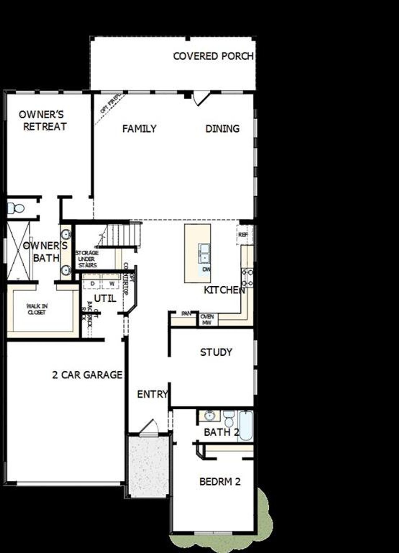 2D floor plan layout of this home in Sandbrock Ranch, Aubrey, TX (Image 2).